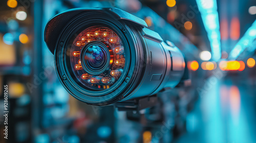 A camera lens with a bright light shining on it