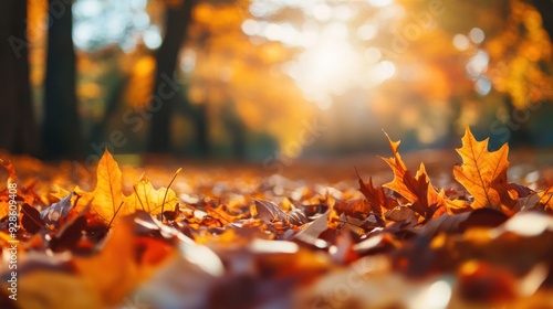 A close up of a pile of leaves on the ground, AI