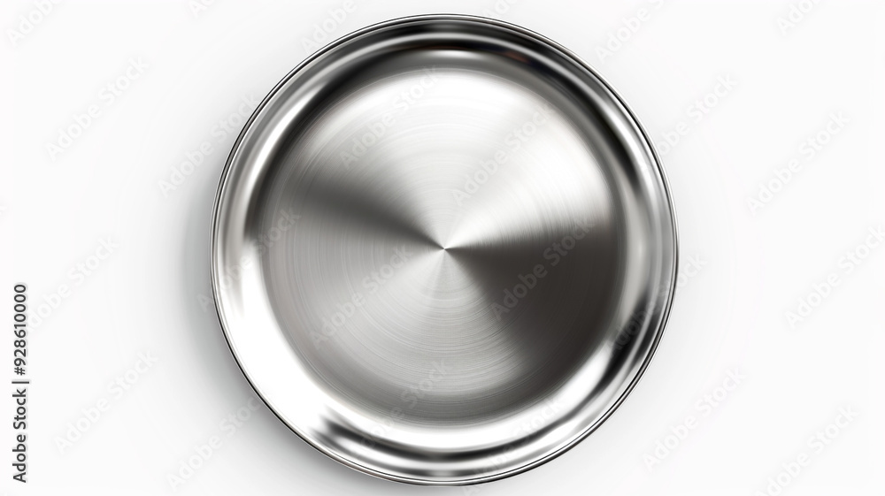 top view of shiny silver metal plate on an isolated white background top view of shiny silver metal plate on an isolated white background