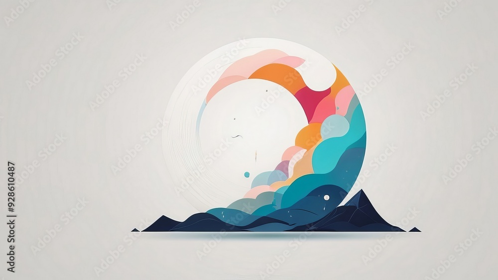 Abstract background with mountains and sun. Abstract background with mountains and sun.