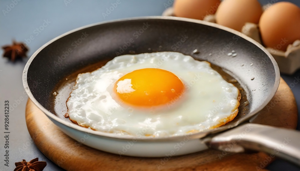 Close-Up of a Perfectly Cooked Fried Egg in a Frying Pan, Golden Yolk and Crisp Edges, 1-shot fried egg on a frying pan Close-Up of a Perfectly Cooked Fried Egg in a Frying Pan, Golden Yolk and Crisp Edges, 1-shot fried egg on a frying pan