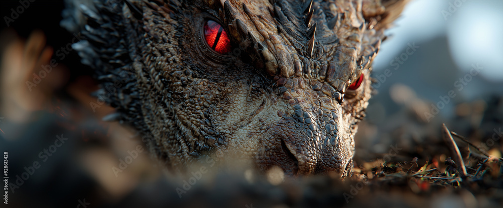 Detailed dragon with red eyes Detailed dragon with red eyes