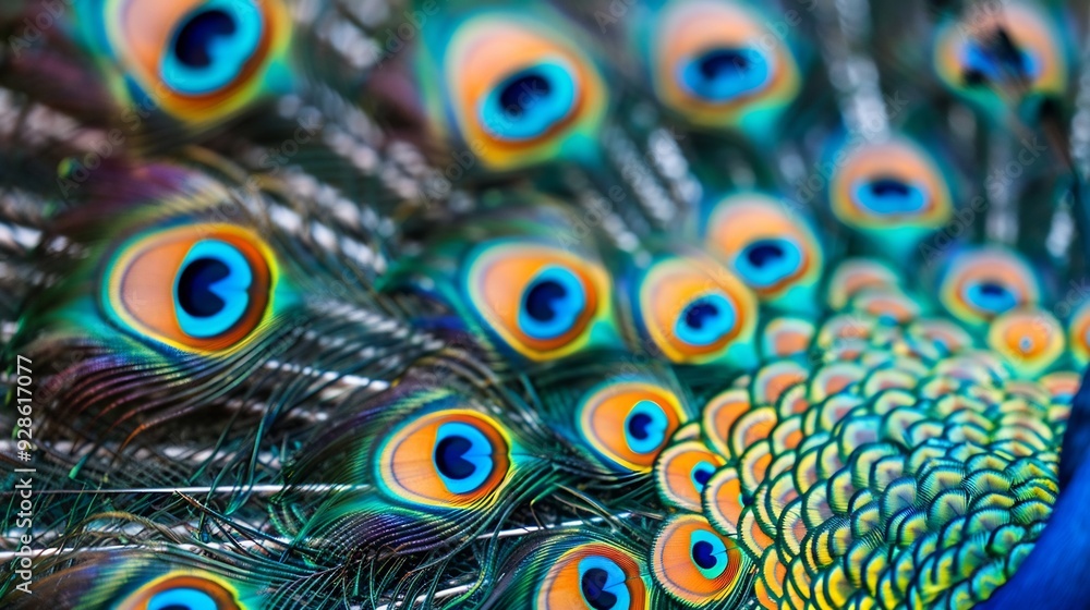 Obraz premium Indian Peacock Spreading Wings with Vibrant Feather Display