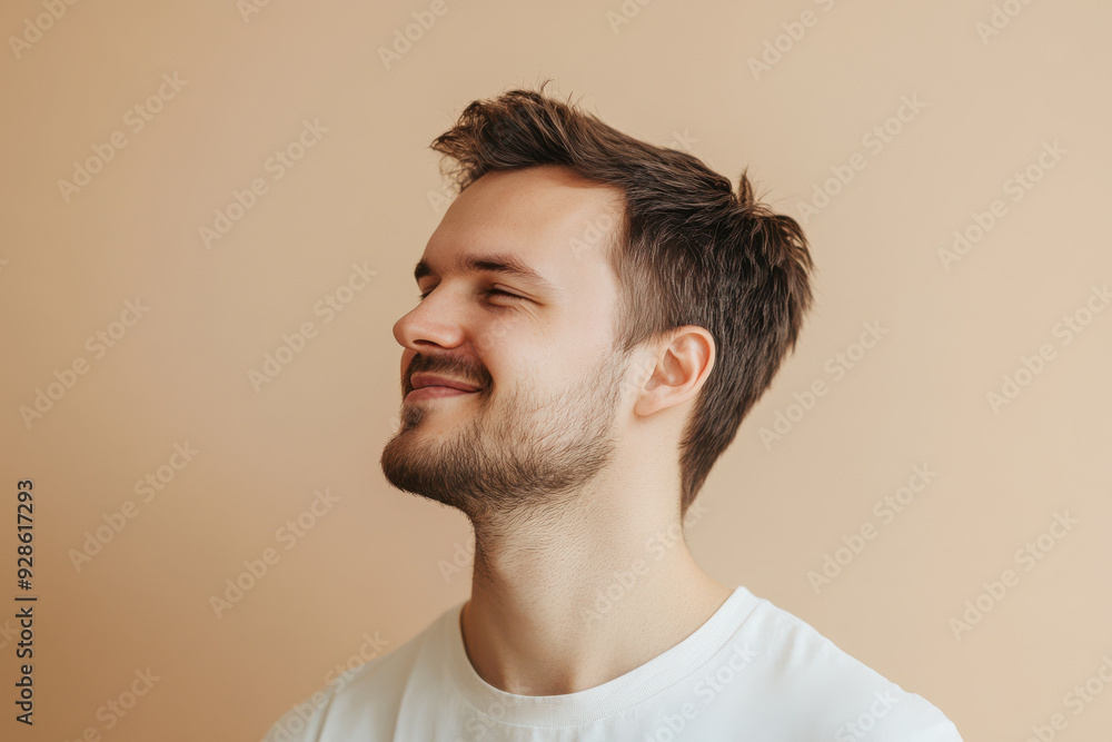 A close up of a man's face with his eyes closed A close up of a man's face with his eyes closed
