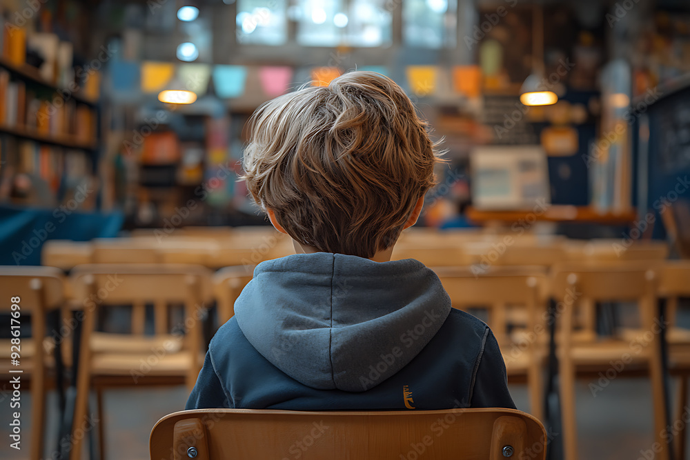 A young child sits in a classroom, facing forward with the focus on the back of their head. The background shows a classroom setting with blurred details, evoking a sense of learning and education.
A young child sits in a classroom, facing forward with the focus on the back of their head. The background shows a classroom setting with blurred details, evoking a sense of learning and education.