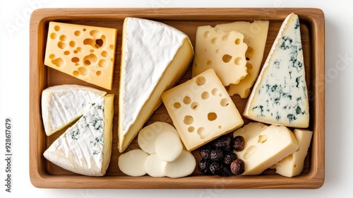 A diverse cheese platter featuring various textures and flavors, perfect for parties or gourmet dining. photo