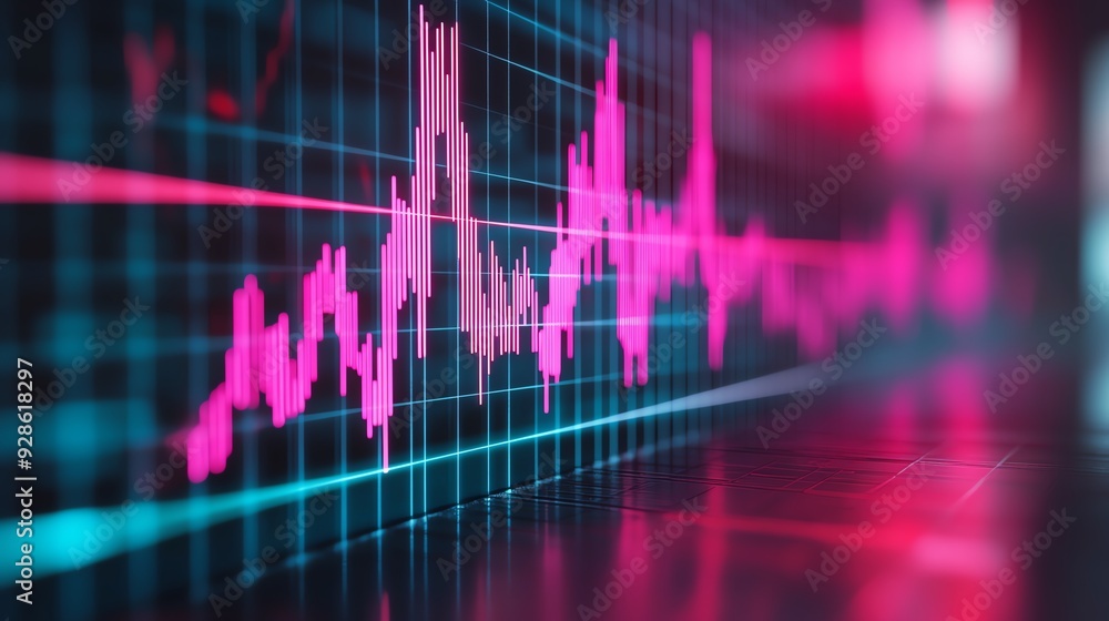 Holographic economic collapse, virtual business losses, futuristic price reduction, neon visualization Holographic economic collapse, virtual business losses, futuristic price reduction, neon visualization