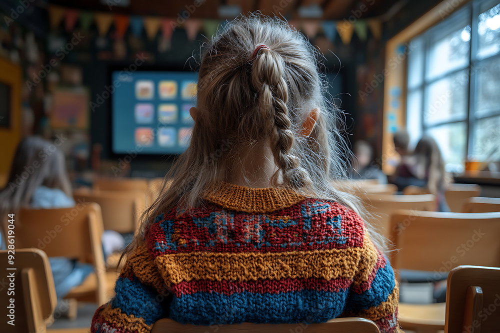 A young child sits in a classroom, facing forward with the focus on the back of their head. The background shows a classroom setting with blurred details, evoking a sense of learning and education.
A young child sits in a classroom, facing forward with the focus on the back of their head. The background shows a classroom setting with blurred details, evoking a sense of learning and education.