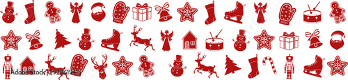 Christmas elements set icons design, Vector illustration in flat style
