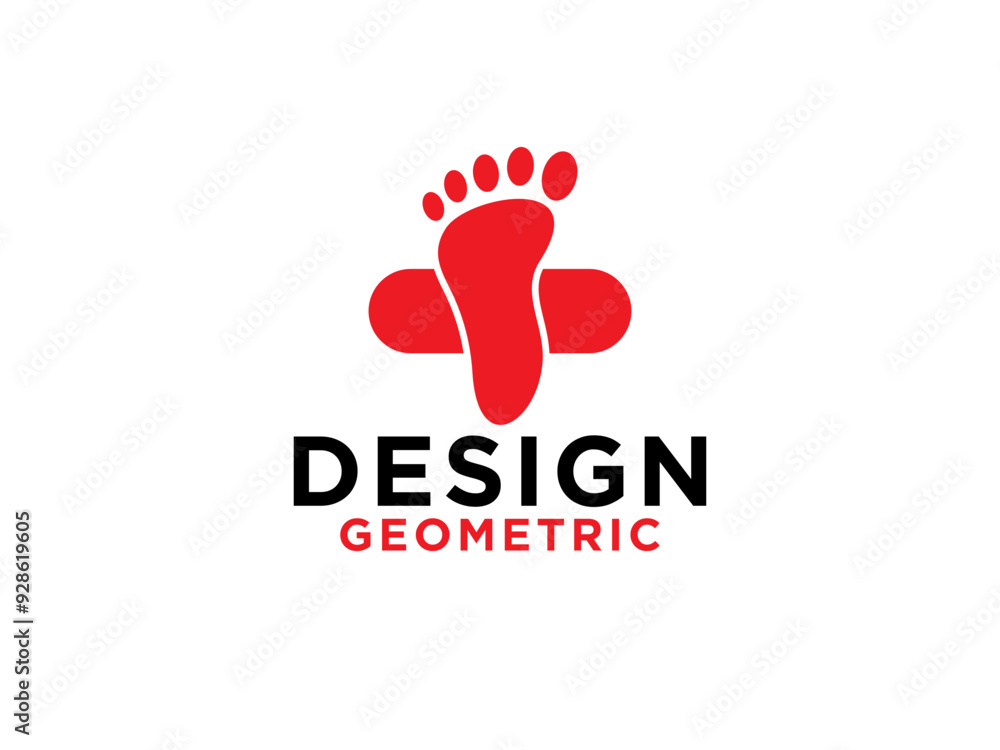 Foot Care Medical Logo. Footprint and Heart Symbol with Cross Icon inside. Foot Care Medical Logo. Footprint and Heart Symbol with Cross Icon inside.