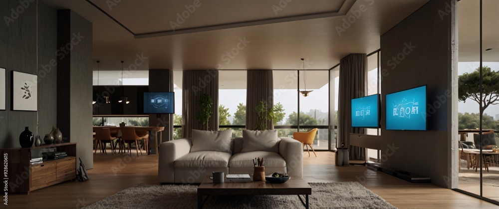 The concept of the Internet of Things with an image of a smart home, featuring various connected devices and appliances AI The concept of the Internet of Things with an image of a smart home, featuring various connected devices and appliances AI