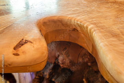 beautiful wooden slab table photo