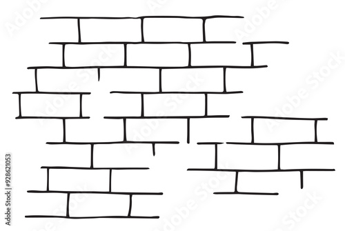 brick texture, linear drawing in doodle style.