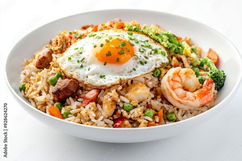 Special Fried Rice, Typically considered a deluxe version isolated on white background Special Fried Rice, Typically considered a deluxe version isolated on white background