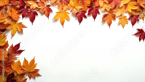 白背景の紅葉のフレーム