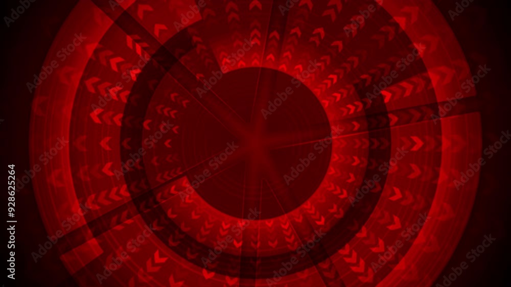 Dark red abstract geometric tech background with round arrows. Seamless ...