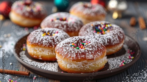 Wallpaper Mural Hanukkah sufganiyot food background illustration generated by ai Torontodigital.ca