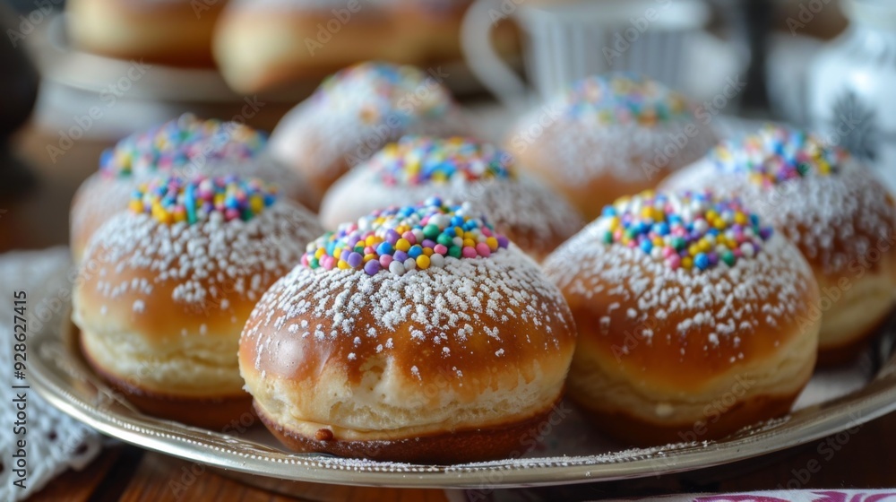 Hanukkah sufganiyot food background illustration generated by ai Hanukkah sufganiyot food background illustration generated by ai