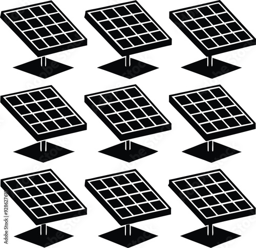 Solar Panel Outline Silhouette Graphics Collection