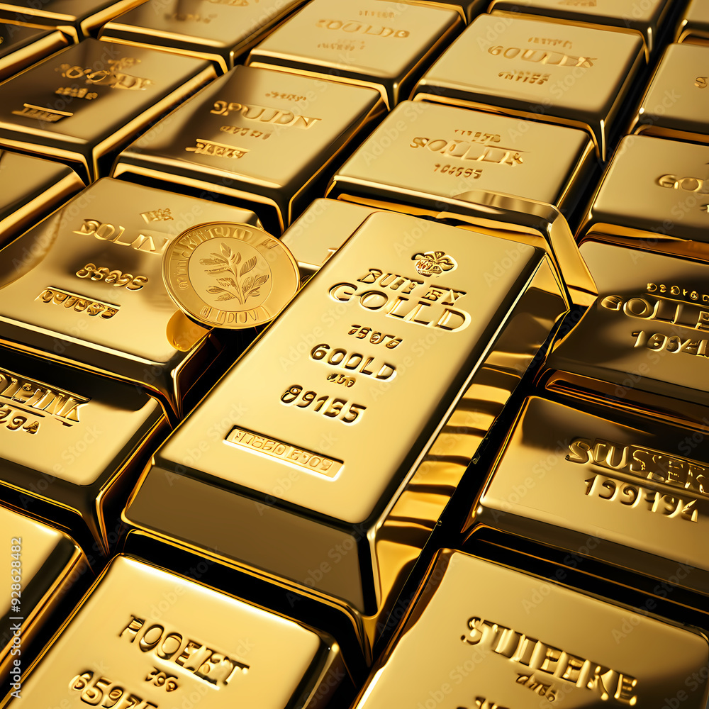 Realistic illustration of gold bars background Realistic illustration of gold bars background