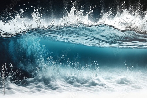 Ocean Wave Breaking on White Sand Beach photo