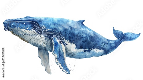 side view of big blue whale isolated on transparent background ,whale png ,generative ai