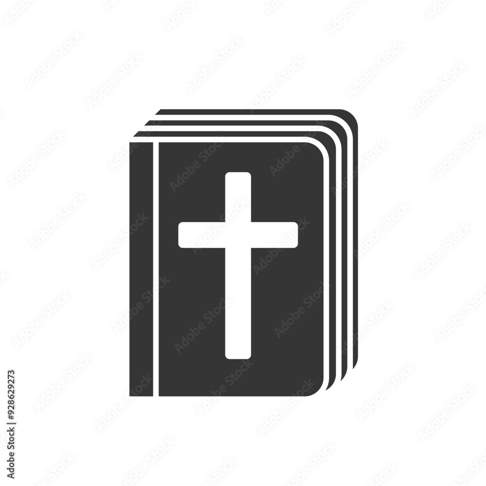 The Bible icon in silhouette. Closed book with a cross on cover in a graphic style. Pictogram for web design, mobile app, logo template. Faith, religion, church concept. Isolated vector illustration The Bible icon in silhouette. Closed book with a cross on cover in a graphic style. Pictogram for web design, mobile app, logo template. Faith, religion, church concept. Isolated vector illustration