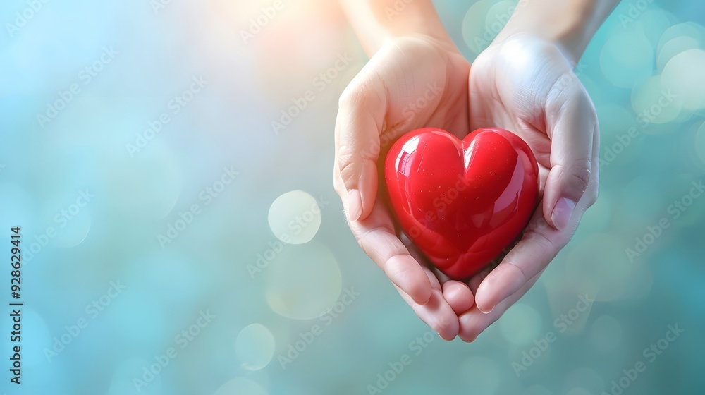 Hands Cradling Red Heart: Symbol of Heart Health Awareness Hands Cradling Red Heart: Symbol of Heart Health Awareness