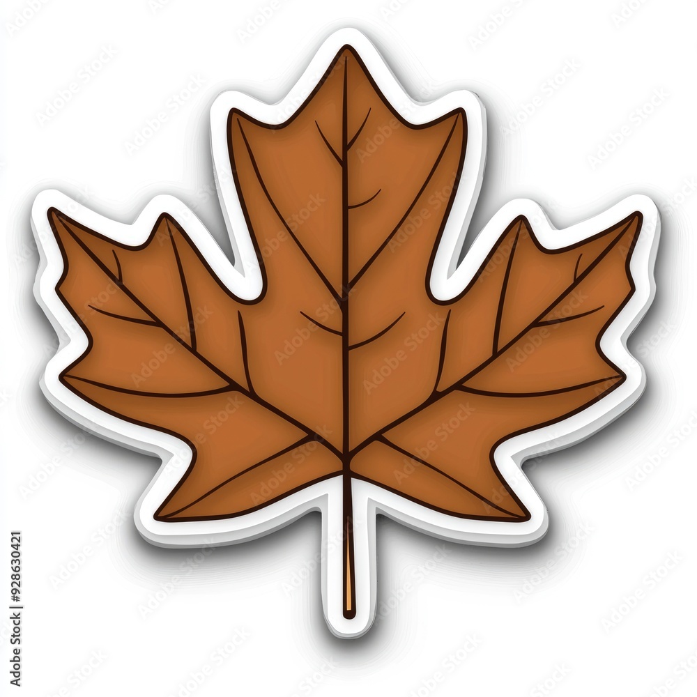 Naklejka premium Cartoon Brown Maple Leaf Sticker