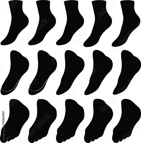 Foot Padding Elegant Silhouette Vector Illustrations