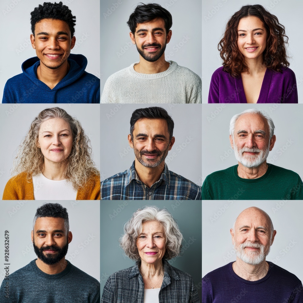 Collage showing portraits of diverse people smiling Collage showing portraits of diverse people smiling