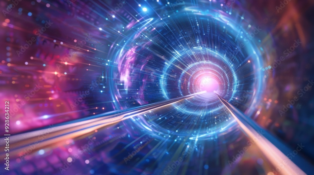 hyperspace tunnel with tech elements background hyperspace tunnel with tech elements background