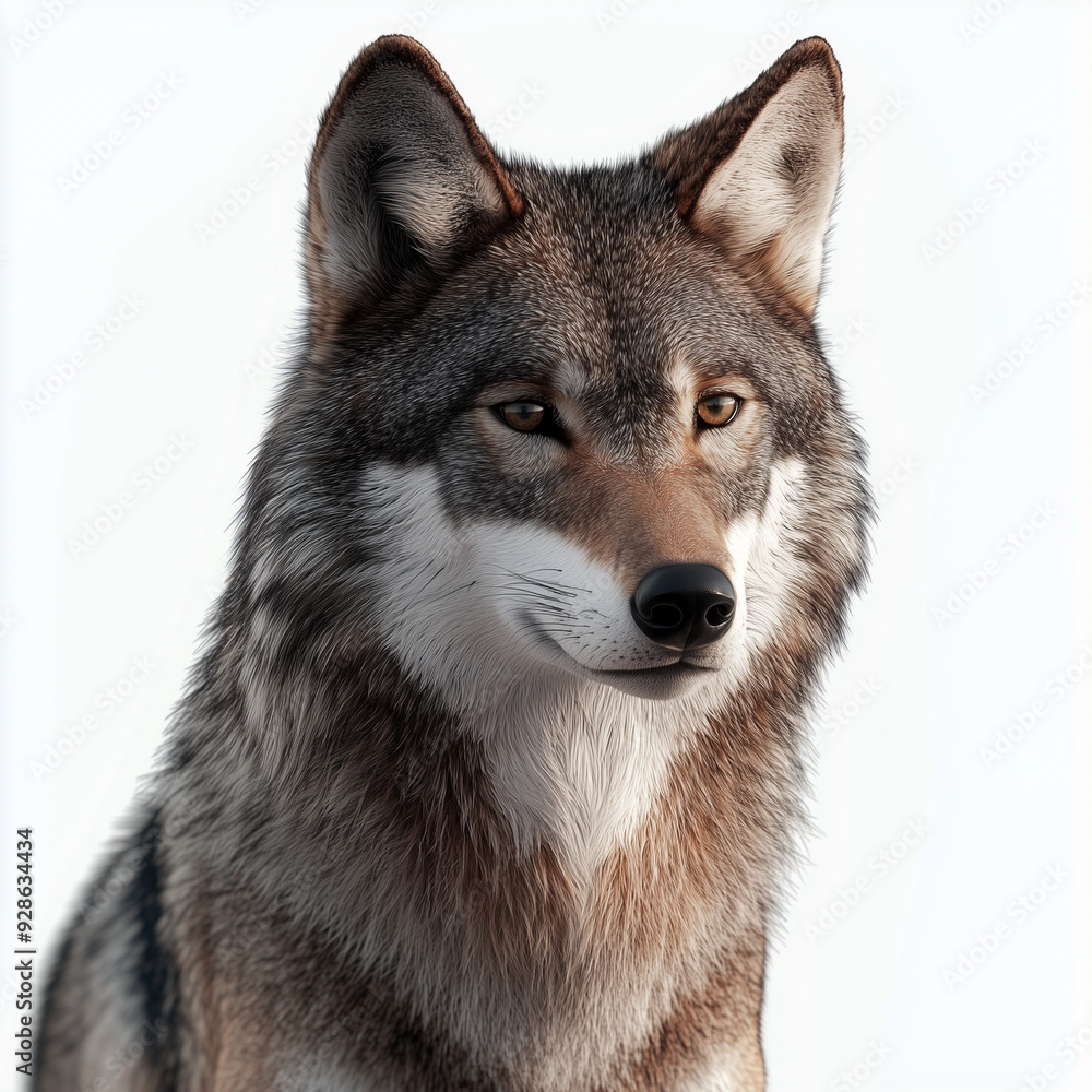 Fototapeta premium Closeup Wolf in white background