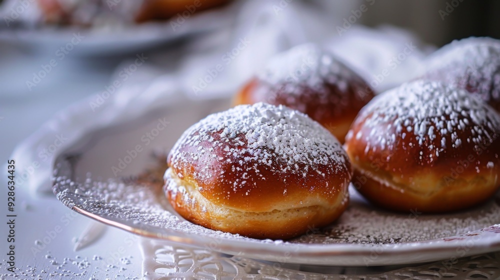 Hanukkah sufganiyot food background illustration generated by ai Hanukkah sufganiyot food background illustration generated by ai