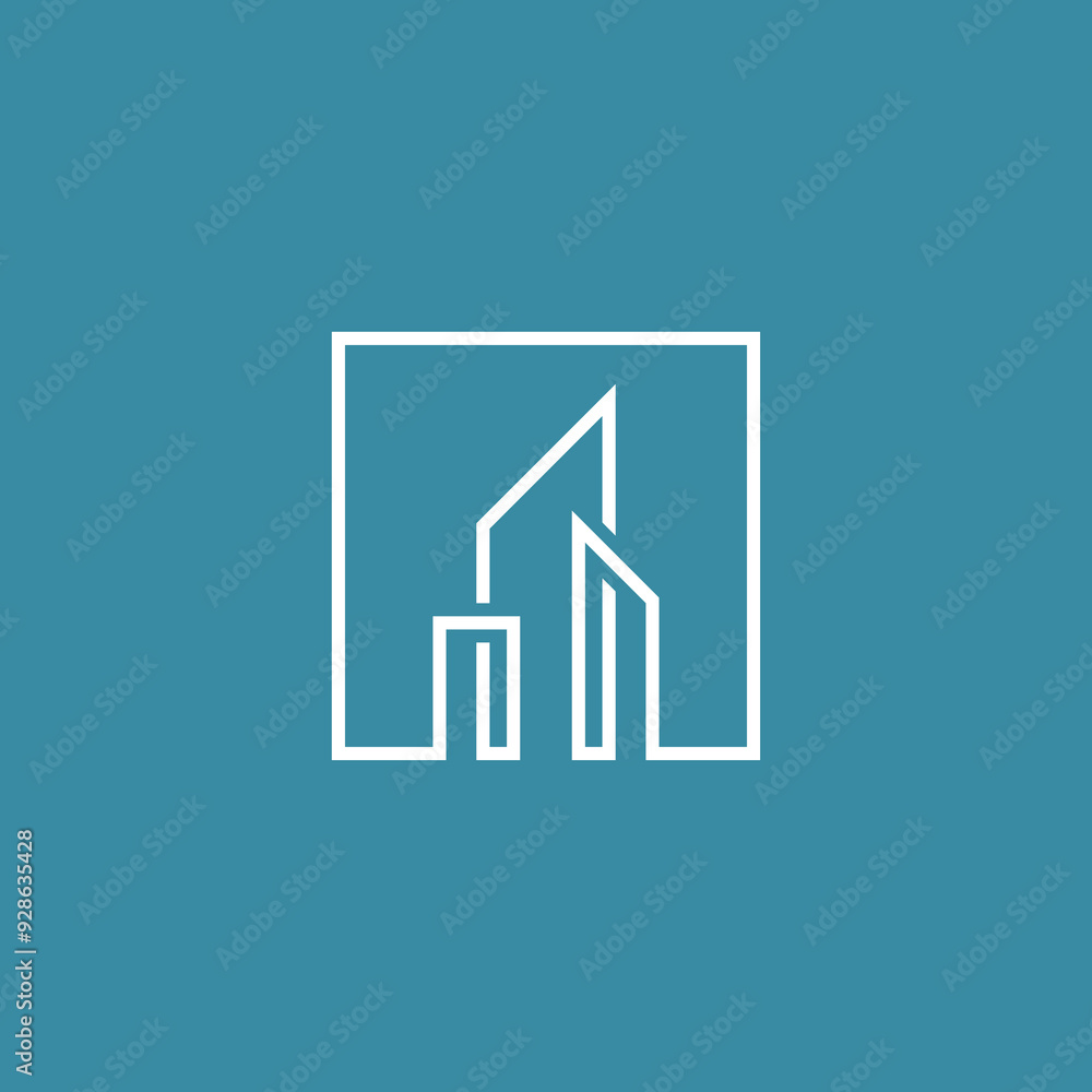 Mono line Silhouette Buildings Skyscraper logo design vector template Mono line Silhouette Buildings Skyscraper logo design vector template