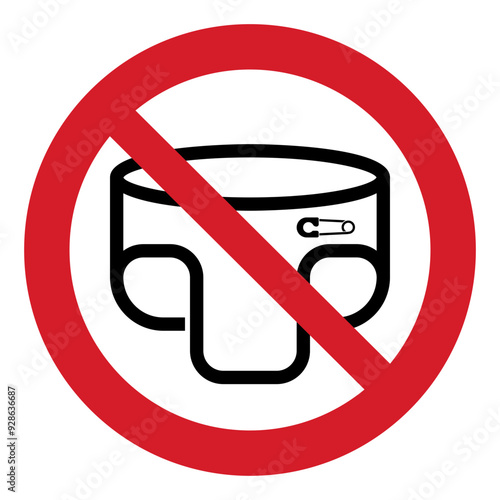 ISO prohibition safety signs_baby diaper changing not allowed symbol and pictogram only size 1 x 1 round shape