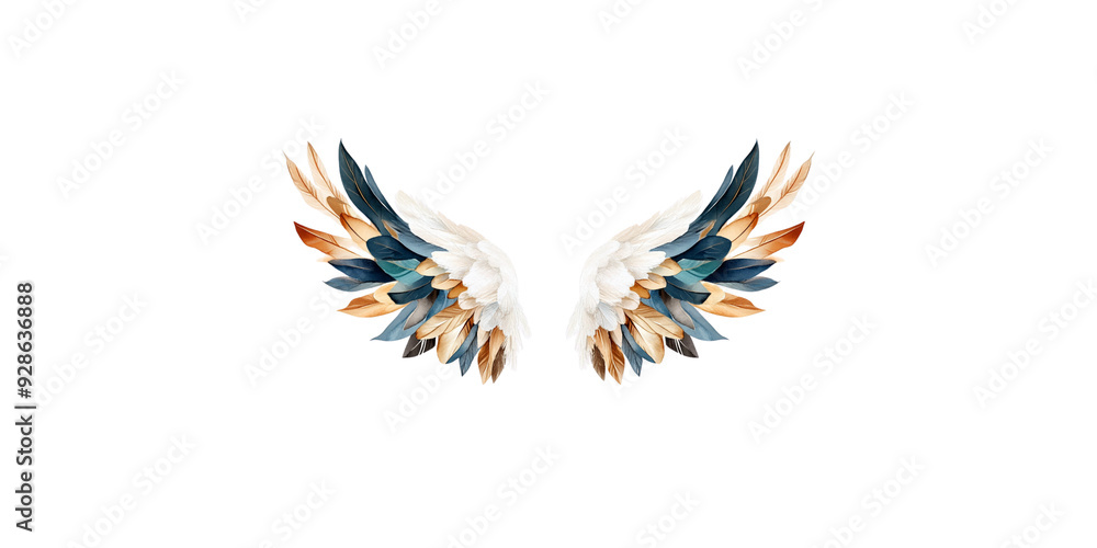 Obraz premium Elegant feathered wings with a blend of colors, conveying a sense of freedom and beauty.