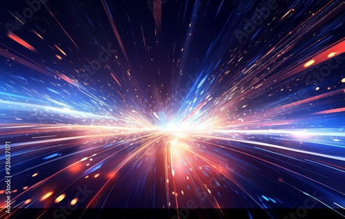 anime-style Dynamic Abstract Light Trails on a Pathway of Speed and Motion, Digitally Enhanced against a Black Background, Embracing the Concept of Kinetics,Anime-Style,illustration,Picture BooksFor P photo