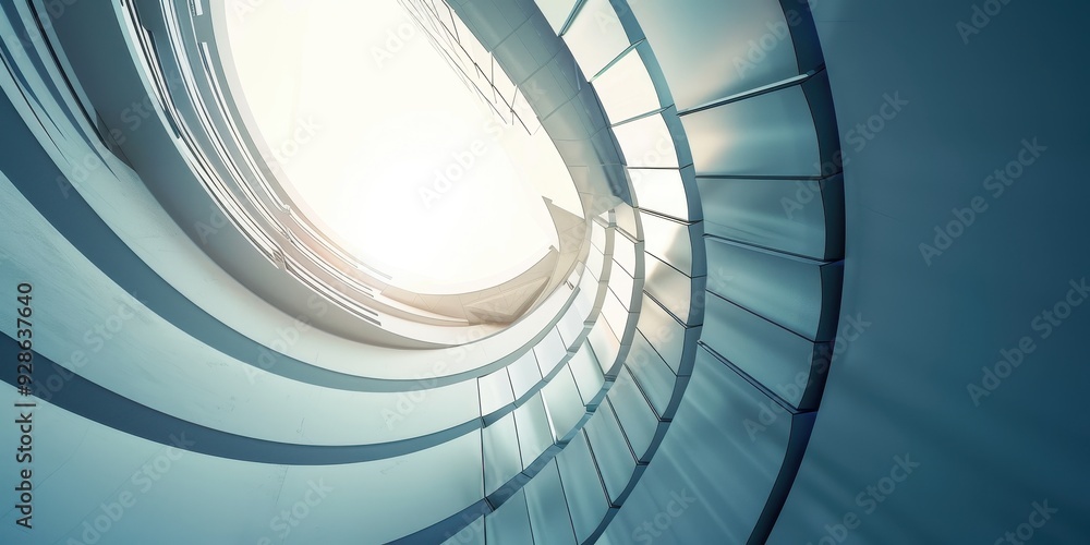 Obraz premium Abstract architectural spiral design with light illuminating from above