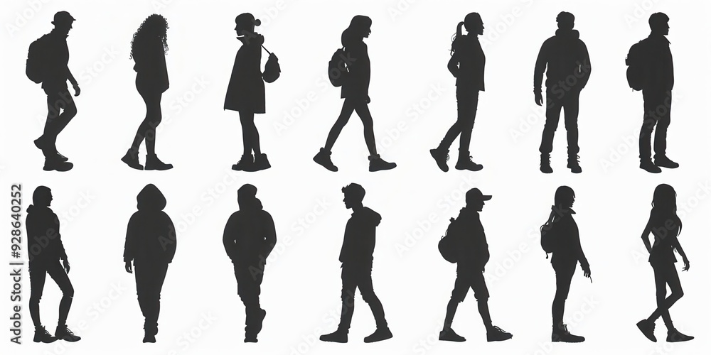 Unrecognizable silhouettes of diverse individuals against a light background Unrecognizable silhouettes of diverse individuals against a light background