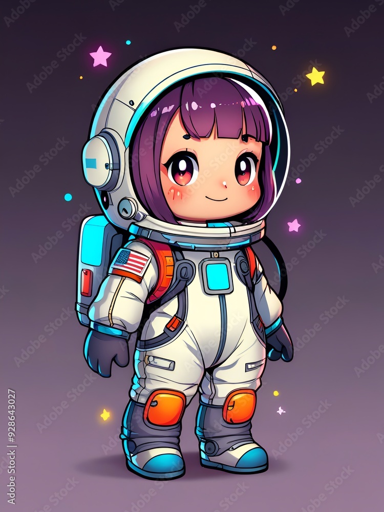 Cute Astronaut Girl in Space Cute Astronaut Girl in Space