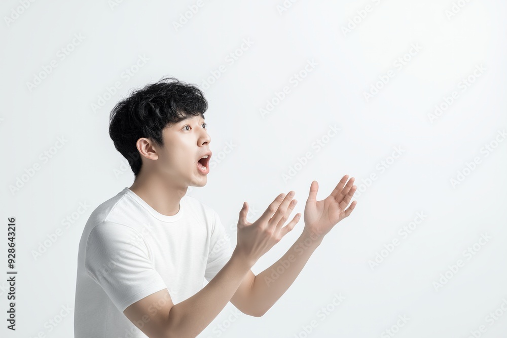Surprised Man with Open Hands - Joyful Expression and Positive Emotion Surprised Man with Open Hands - Joyful Expression and Positive Emotion