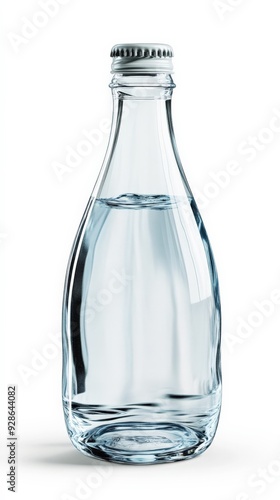Wallpaper Mural Crystal clear glass water bottle filled with fresh water, isolated on white background. Perfect for hydration and sustainability concept. Torontodigital.ca