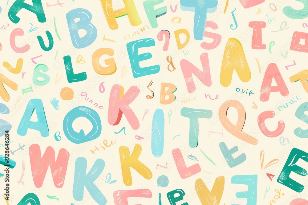 pattern background with all the alphabet letters, pastel colors pattern background with all the alphabet letters, pastel colors