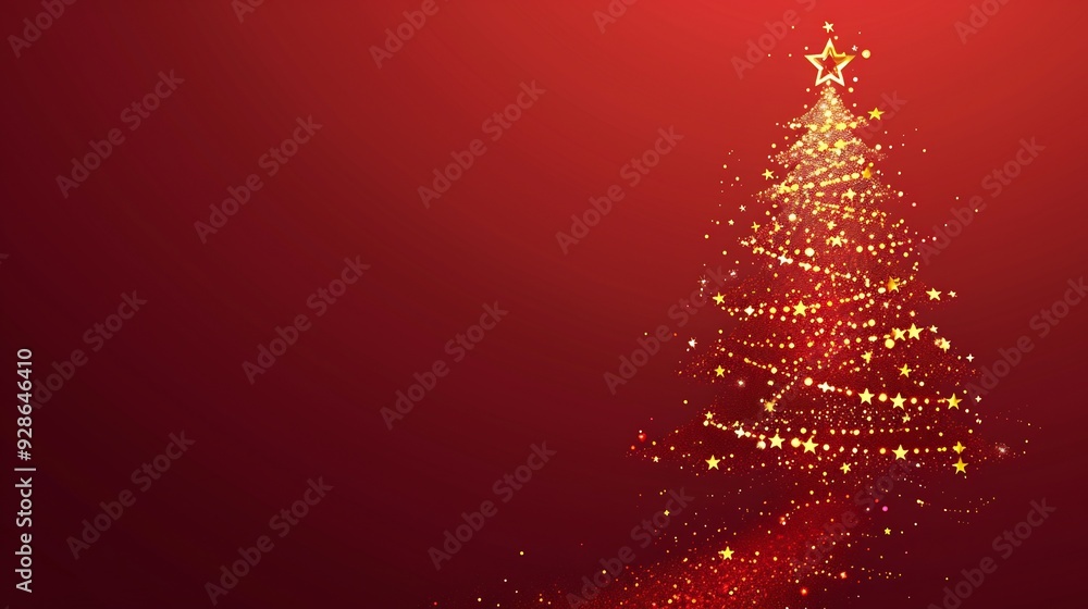Sparkling Abstract Christmas Tree Illuminated With Twinkling Lights red on a Festive Night, illustration Sparkling Abstract Christmas Tree Illuminated With Twinkling Lights red on a Festive Night, illustration