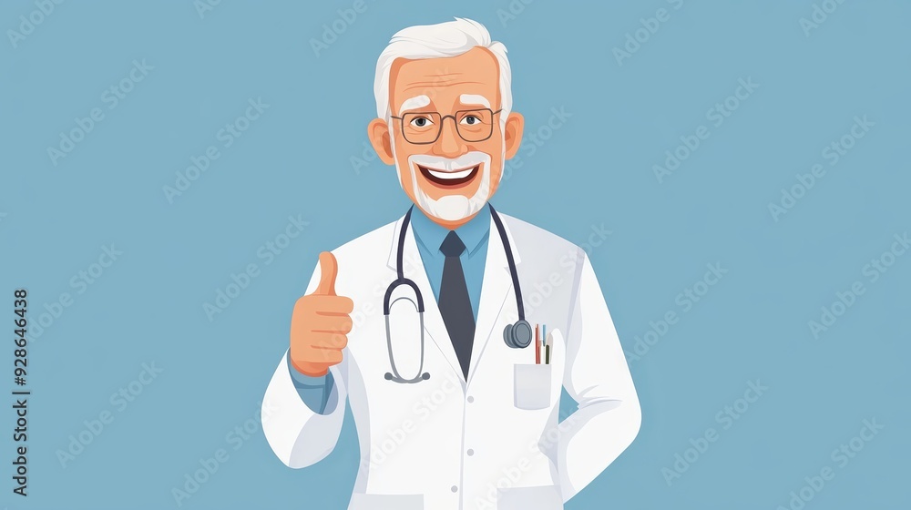 Portrait of an attractive mature male doctor giving thumbs up Portrait of an attractive mature male doctor giving thumbs up
