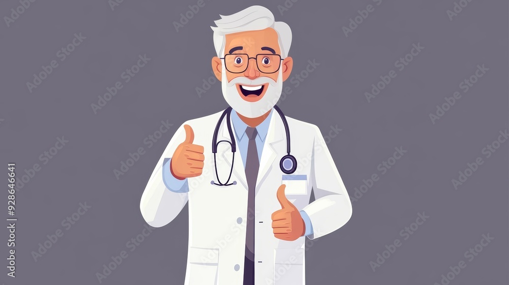 Portrait of an attractive mature male doctor giving thumbs up Portrait of an attractive mature male doctor giving thumbs up