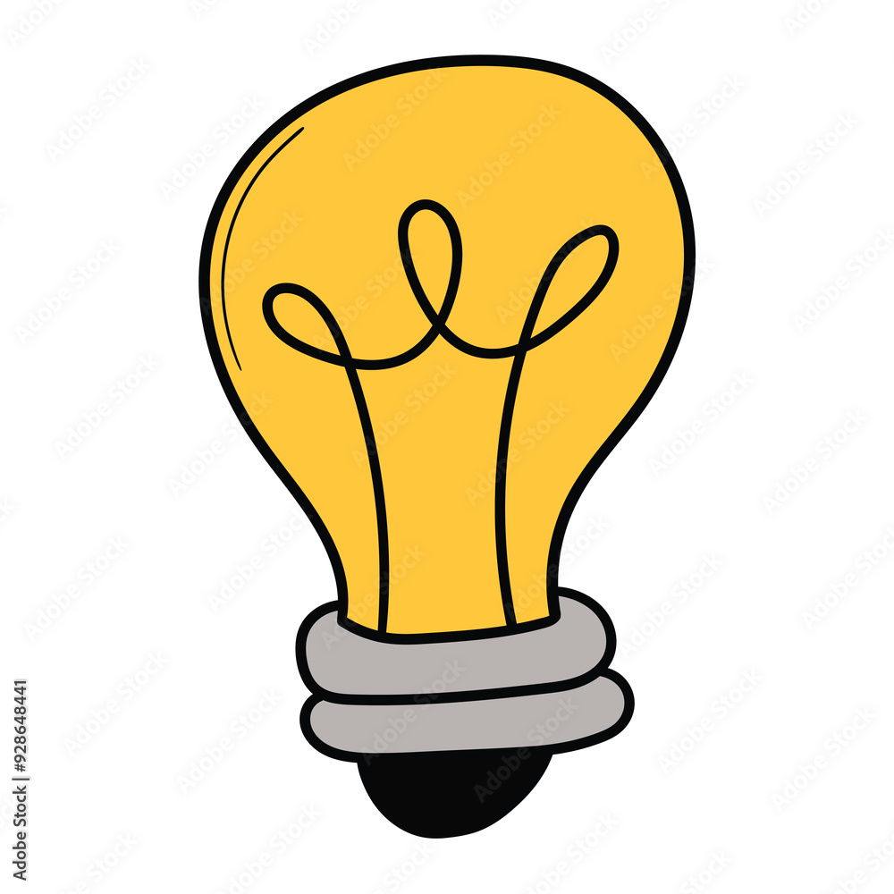 Hand drawn cartoon light bulb on a white background. Hand drawn cartoon light bulb on a white background.