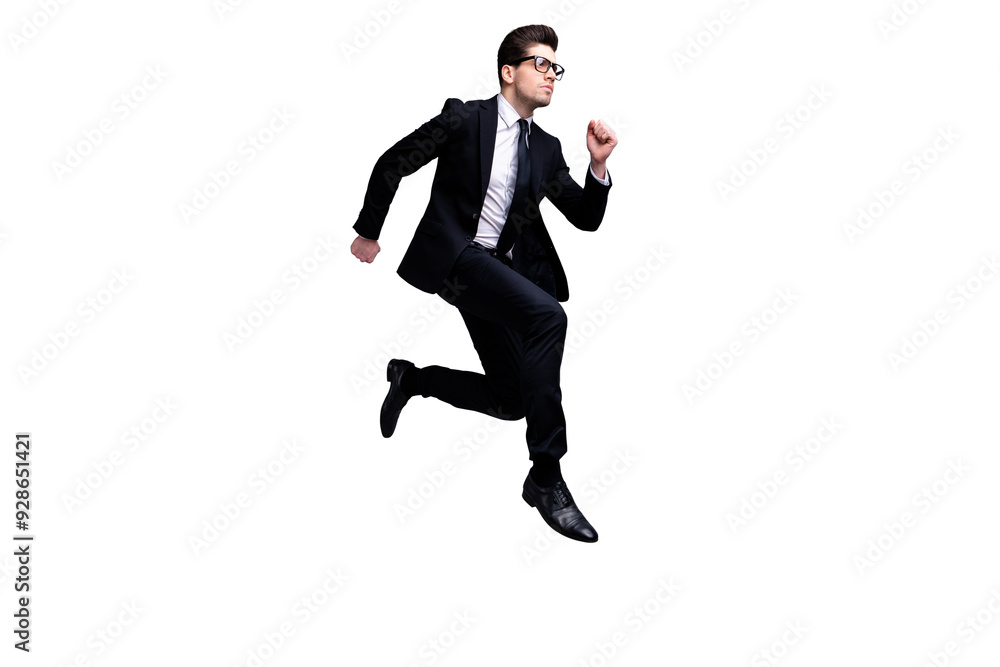 Full length body size view portrait of his he nice elegant imposing attractive worried guy diplomat white collar running fast career growth isolated on light gray background Full length body size view portrait of his he nice elegant imposing attractive worried guy diplomat white collar running fast career growth isolated on light gray background