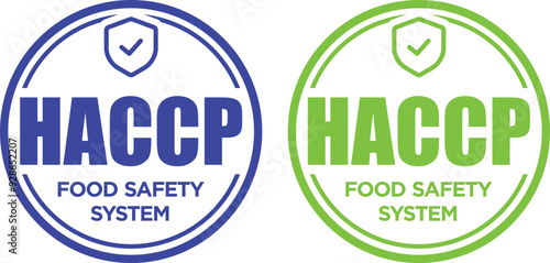 HACCP Food Safety Label or HACCP Food Safety Logo Vector Isolated on White Background. HACCP Label vector. HACCP Logo for design about food safety system. Hazard Analysis Critical Control Point Label.